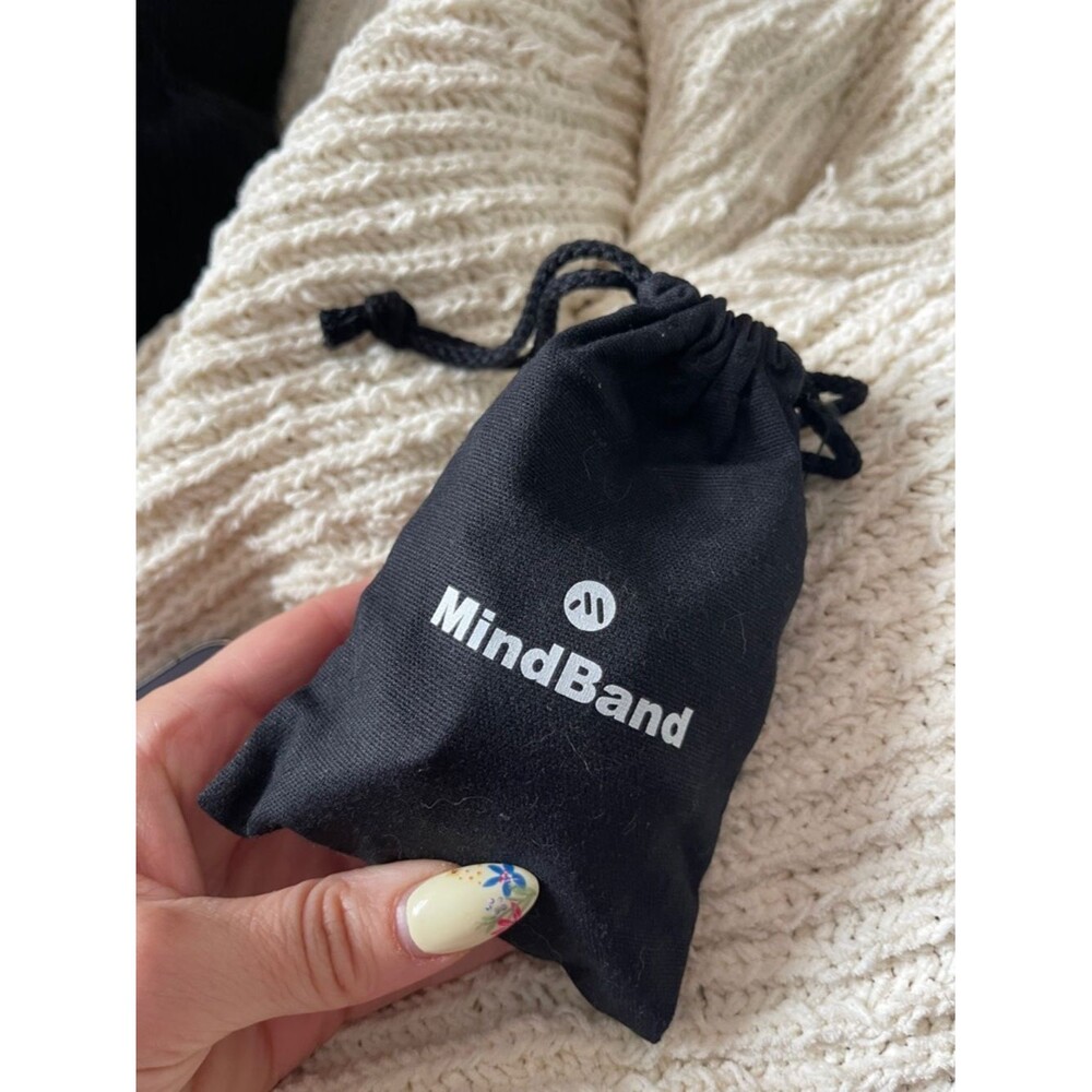 MindBand meditation headband and charger with Black Drawstring Pouch